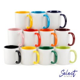 Caneca Porcelana com Interior e Alça Colorido – Importada