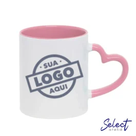 Caneca Porcelana Alça Coração 325ml