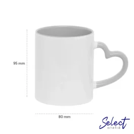 Caneca Porcelana Alça Coração 325ml